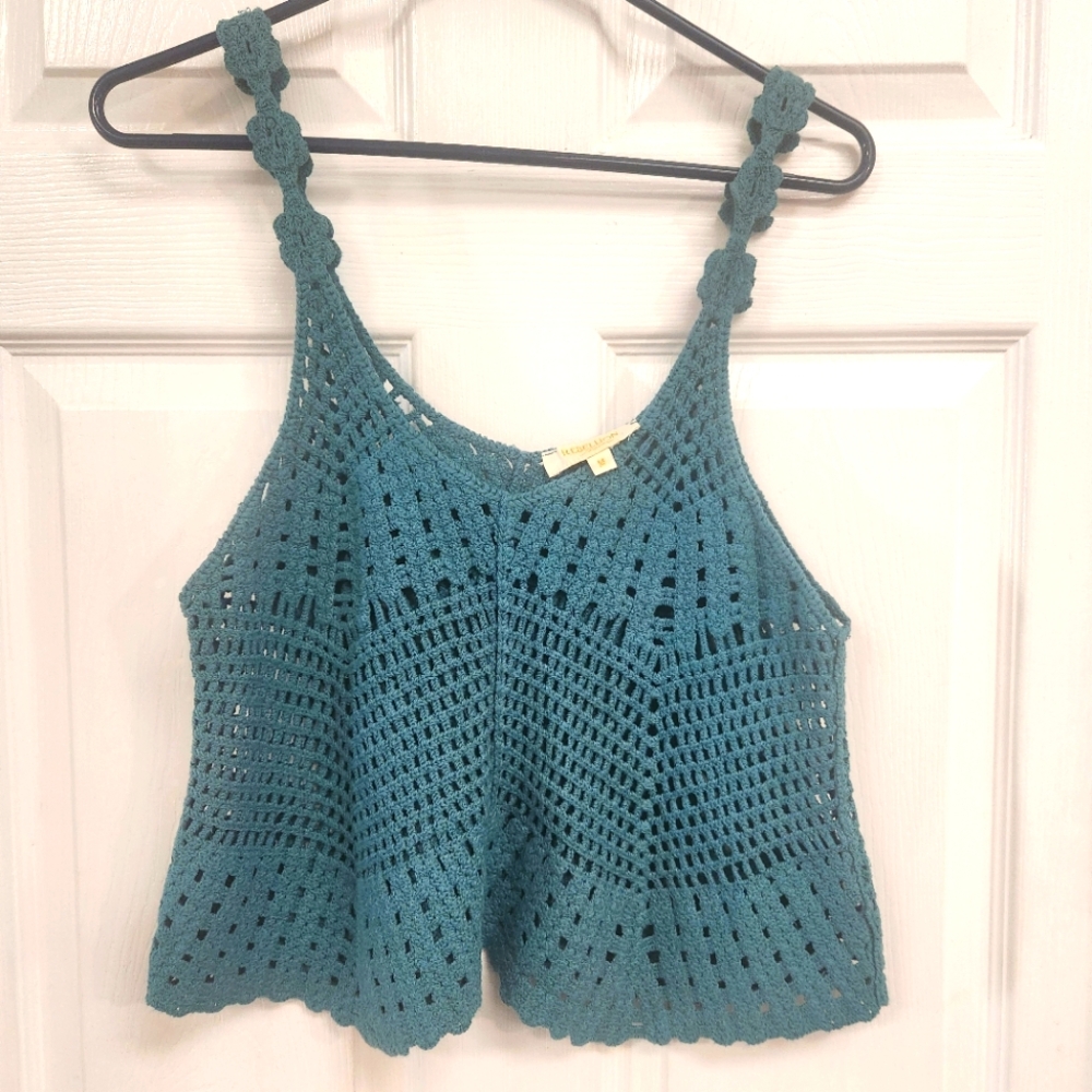 Teal Crochet Knit Women's Top